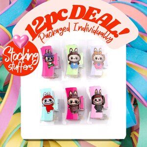 NEW LOT of 12 Monster Bunny - Labubu Style Ultra-Grip Hair Claw Clips